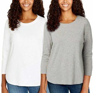 COPY - NWT Kirkland Signature Ladies' 100% Cotton Slub Tee, 2-pack White…